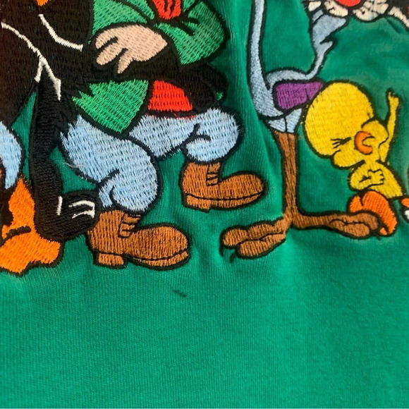 Vintage Looney Tunes Embroidered Large Mock Neck long sleeve shirt green - Picture 11 of 14